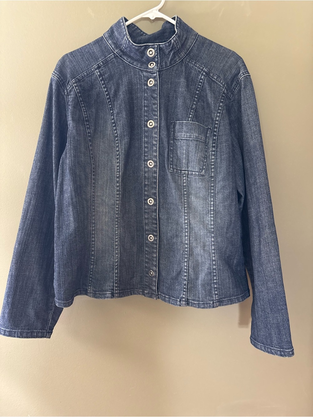 Chico's Platinum Denim Jacket Size L